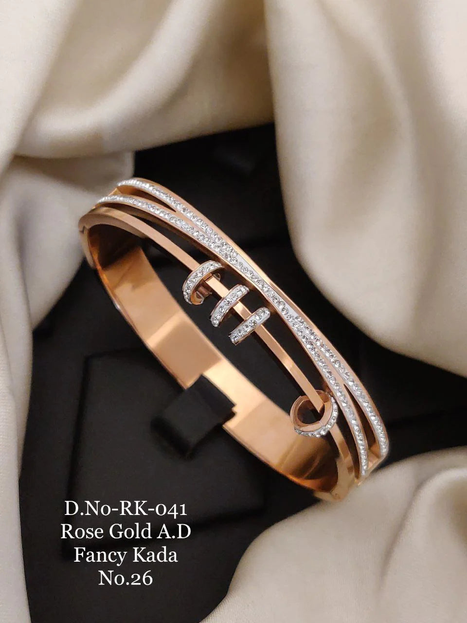 Artisanal Design with Diamond Golden Color Kada Bracelet