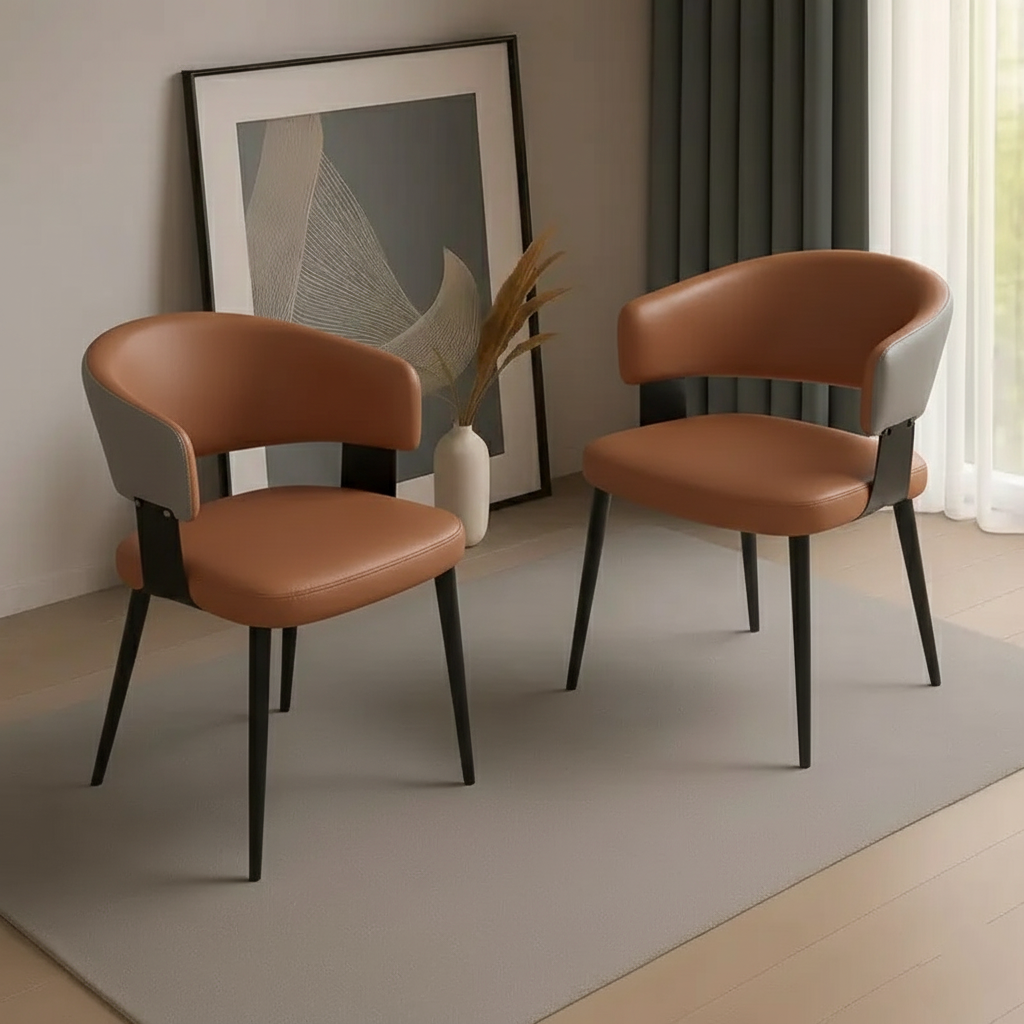 Lot de 2 chaises camel gray