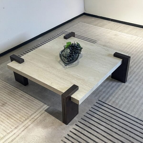 table basse carree design effet marbre