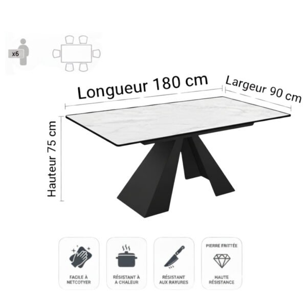 table contemporaine 6 couverts pierre frittee