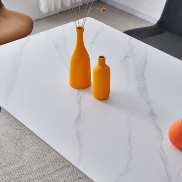 table effet marbre blanc 4 personnes