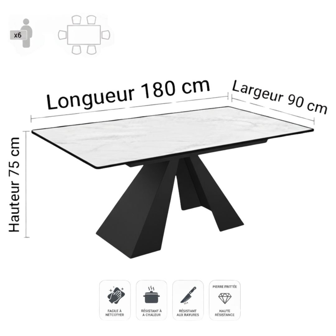 table a manger effet marbre 6 personnes
