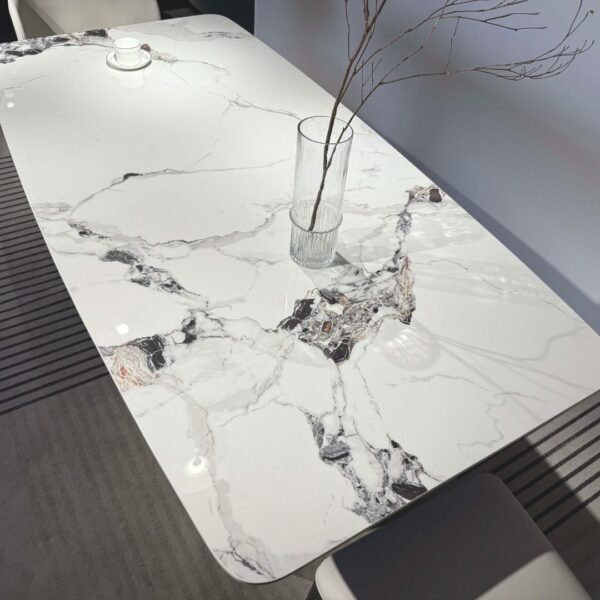 table effet marbre blanche inrayable
