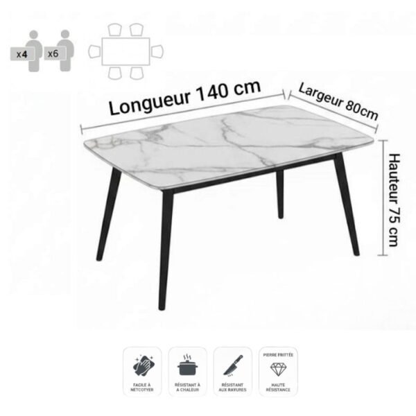 table rectangulaire ania 140x80 design moderne
